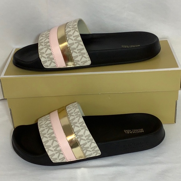 NIB a Michael Kors Brandy Slides Pink - Picture 2 of 5